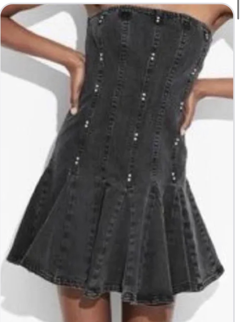 Wild Fable Studded Black Denim Mini Dress